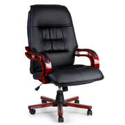 Executive Wooden Office Chair Wood Computer Chairs Leather Seat Sierra