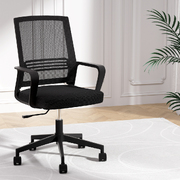 Sleek and Stealthy Black Mid Back Mesh Office Chair for Gaming