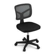 Armless Ergonomic Office Chair Black Swivel Height Adjustable With Wheels