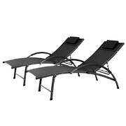 Gardeon Outdoor Sun Lounge Beach Chair Folding Recliner Garden Patio Furniture Black
