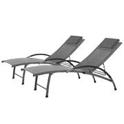 Outdoor Sun Lounge Beach Chair Folding Recliner Garden Patio Furniture Grey