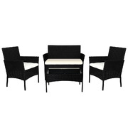 4 PCS Outdoor Furniture Setting Patio Garden Table Chairs Set Wicker Seat