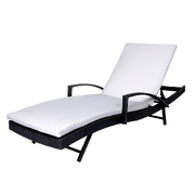 2PCS Sun Lounger Wicker Lounge Grey