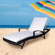 2PCS Sun Lounger Wicker Lounge Outdoor Furniture Garden Patio Bed Cushion