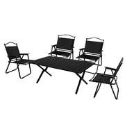 Minimalist Folding Camping Table Chair Set Black - Durable Frame