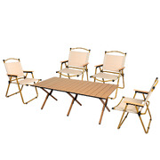 Folding Camping Table Chair Set Oak