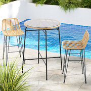 PCS Wicker Outdoor Bar Set with Patio Table and Chairs