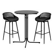 3PC Outdoor Bar Set Stools Dining Chairs Table Patio Furniture Bistro Set Black