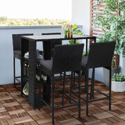 Outdoor Bar Set Table Stools Furniture Wicker 5PCS