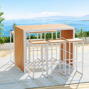 6-Seater Steel Stools Bistro Table Set for Outdoor Bars