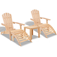 5pc Outdoor Adirondack Beach Chair Garden Table Set Wooden