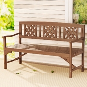 Wooden Garden Bench 3 Seat Patio Furniture Timber Outdoor Lounge Chair Natural