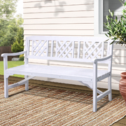 Outdoor Garden Bench Wooden Chair 3 Seat Patio Furniture Lounge White