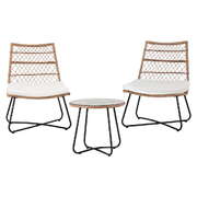 3Pc Outdoor Setting Wicker Bistro Set Table Chairs Patio Furniture Brown