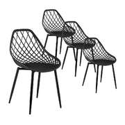 4PC Outdoor Dining Chairs PP Lounge Chair Patio Garden Furniture Black