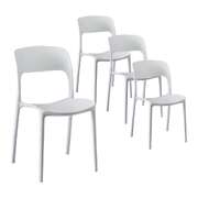 4PC Outdoor Dining Chairs Stackable PP Patio Chair Garden Furniture White