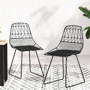 2Pc Outdoor Dining Chairs Steel Lounge Chair Patio Garden Furniture