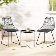 3PC Outdoor Bistro Set Patio Furniture Lounge Chairs Table Garden
