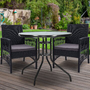 3Pc Bistro Set Outdoor Furniture Rattan Table Chairs Cushion Patio Garden Lyra