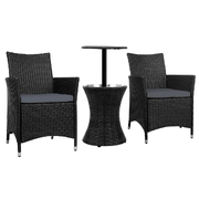 Outdoor Furniture Wicker Chairs Bar Table Cooler Ice Bucket Patio Coffee Bistro Set