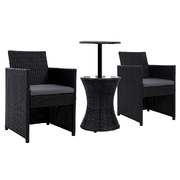 Outdoor Furniture Bar Table Set Wicker Chairs Cooler Ice Bucket Patio Bistro Set Coffee