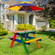 Kids Wooden Picnic Table Set, Umbrella