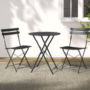 Gradeon 3Pc Outdoor Bistro Set Steel Table And Chairs Patio Furniture Black