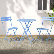 Outdoor Setting Table and Chairs Folding Bistro Set Patio Furniture Blue