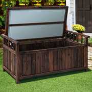 Outdoor Storage Bench Box Wooden Garden Toy Tool Shed Patio Charcoal