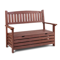 Outdoor Storage Bench Box Wooden Garden Chair 2 Seat Timber Furniture Brown