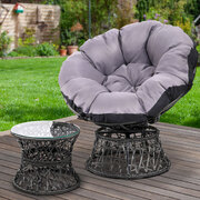 Outdoor Lounge Setting Papasan Chair Wicker Table Garden Furniture Black