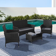4 Piece Outdoor Dining Set Furniture Lounge Setting Table Chairs Black