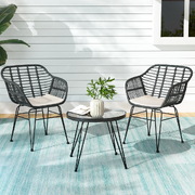 Elegant 3-Piece Outdoor Lounge Setting with Table and Chairs