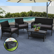 4 PCS Outdoor Furniture Outdoor Lounge Setting Rattan Patio Dining Set
