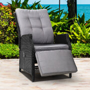 Recliner Chairs Sun Lounge Wicker Outdoor Furniture Patio Black