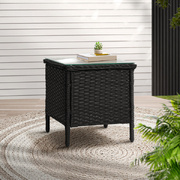 Side Table Coffee Patio Desk Outdoor Furniture Rattan Indoor Garden Black