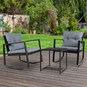 Outdoor Chair Rocking Set - Black