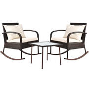 3 Piece Outdoor Chair Rocking Set - Brown