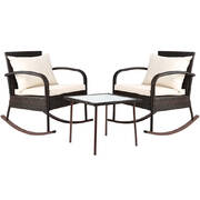 3 Piece Outdoor Chair Rocking Set - Brown