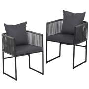  2PC Outdoor Dining Chairs Woven Rope Chair Patio Furniture Garden Steel