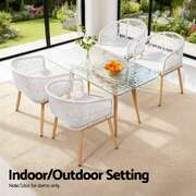 2pc outdoor dining chairs wicker chair patio furniture garden steel white