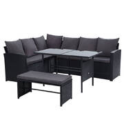 Outdoor Furniture Sofa Set Dining Setting Wicker 8 Seater Black