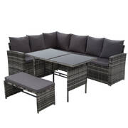 Outdoor Furniture Sofa Set Dining Setting Wicker 8 Seater Mixed Grey