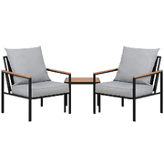 3Pc Outdoor Furniture Bistro Set Lounge Setting Chairs Table Patio Black