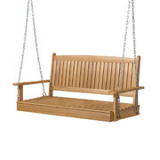 Porch Swing Chair With Chain Outdoor Wooden Bench 2 Seat Teak