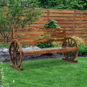 Outdoor Garden Bench Wooden 3 Seat Wagon Chair Lounge Patio