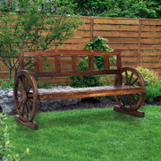 Outdoor Garden Bench Wooden 3 Seater Wagon Chair Lounge Patio
