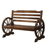 Outdoor Garden Bench Wooden 2 Seat Wagon Chair Patio Brown