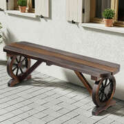  Outdoor Garden Bench Seat Wooden Patio Furniture Wagon Dining Chair