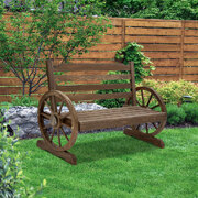 Outdoor Garden Bench Wooden 2 Seat Wagon Chair Patio Teak
